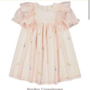Marmar Girls' Pink Ruffle Short-Sleeve Floral Dress